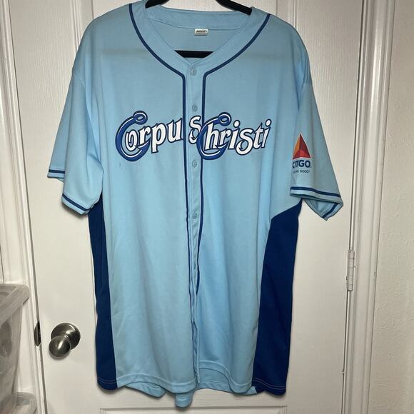 MiLB Corpus Christi Hooks Men's SGA Stadium Giveaway Jersey Baby Blue, Blue XL - Picture 1 of 16